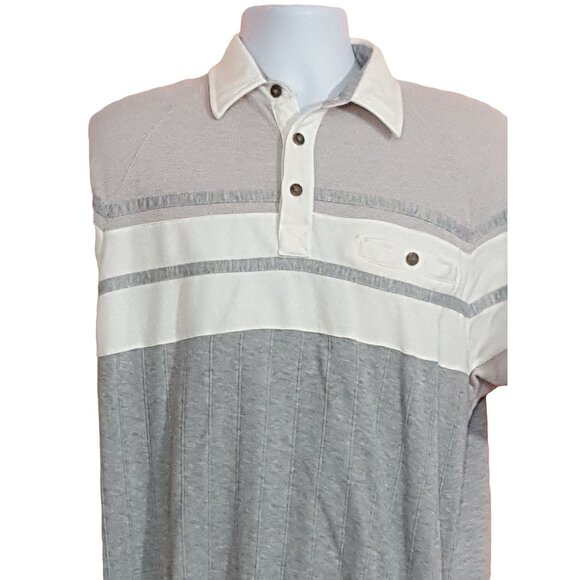 LD Sport Vintage Mens Short Sleeve Banded Polo Shirt Medium Gray - Picture 2 of 7